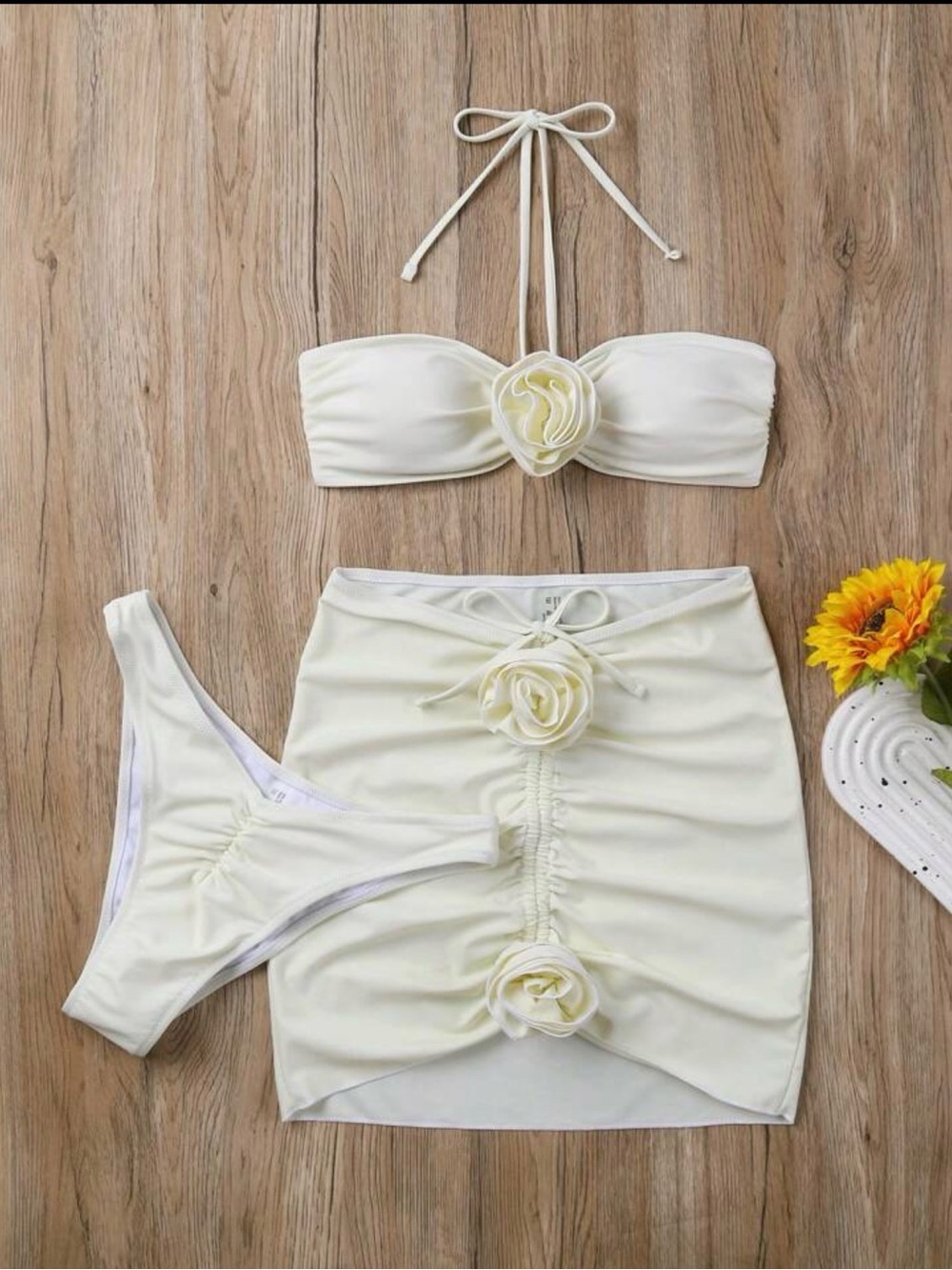 Butter Yellow Bikini Set with Skirt
